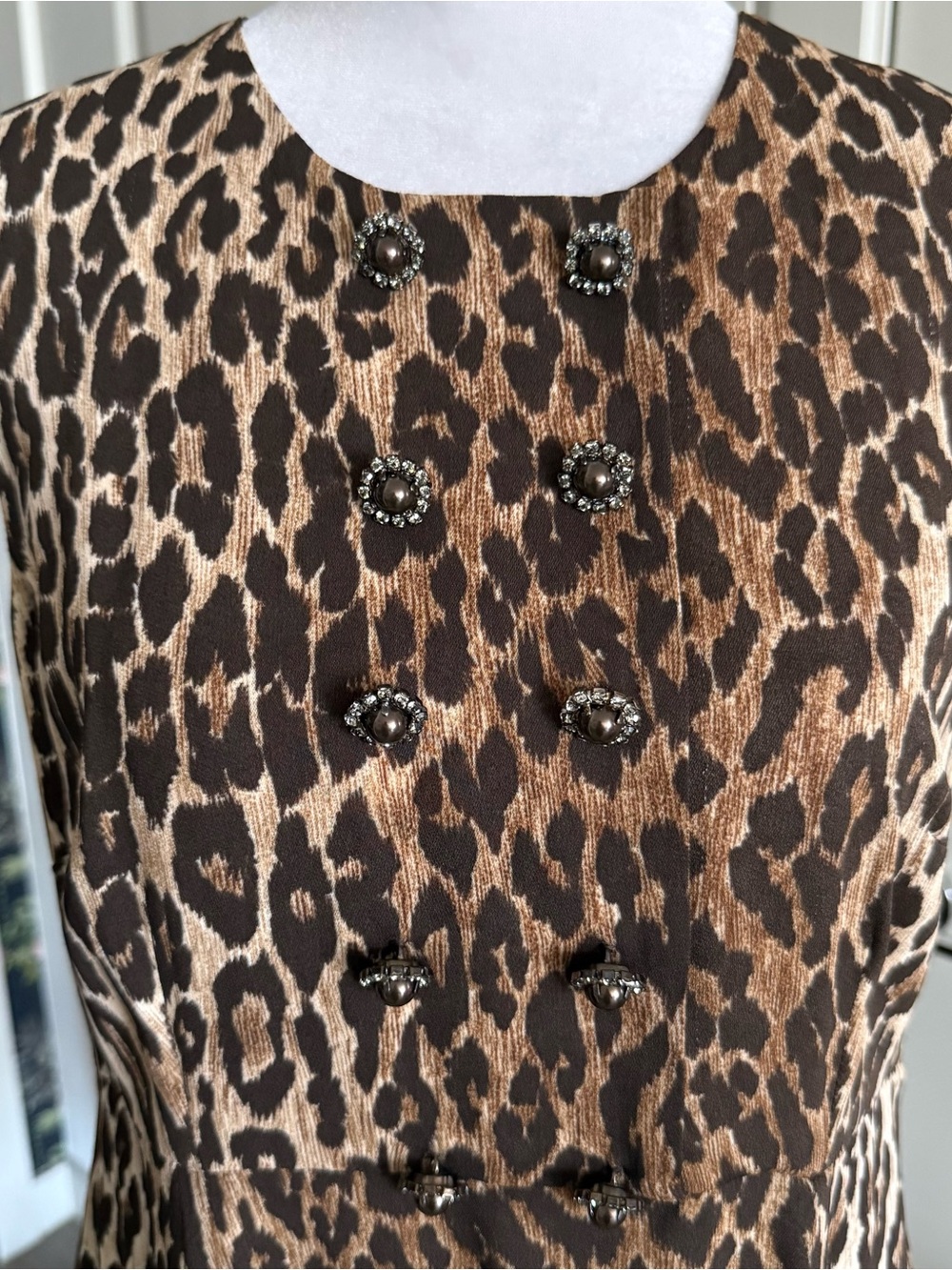 Dolce & Gabbana Leopard Print A-line Shift Dress with Silk Lining Size IT 44 - Picture 2 of 11